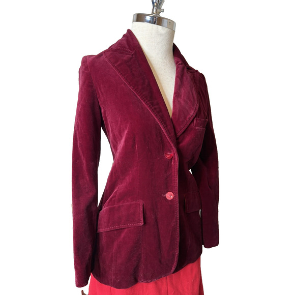 Vtg Oleg Cassini Designer Womens Red Velvet Jacket Holiday Black Tie Lined XS/S* - Picture 2 of 11